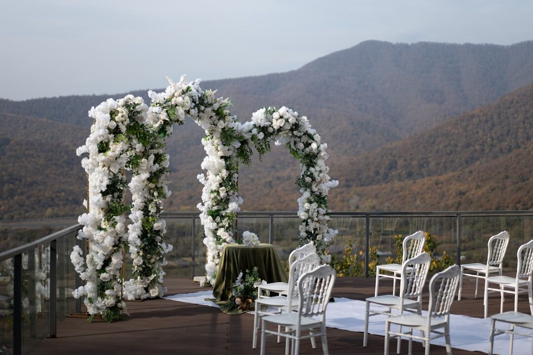 Elegant luxury wedding ceremony decorated with flowers